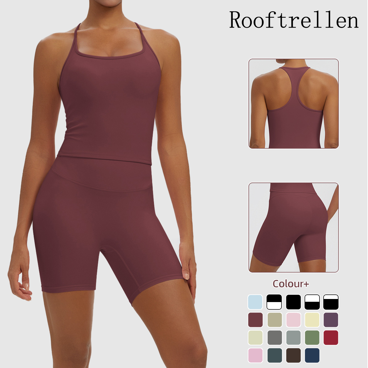 Yoga Fitness Kit - Rooftrellen 2PCS Sexy Solid Color Yoga