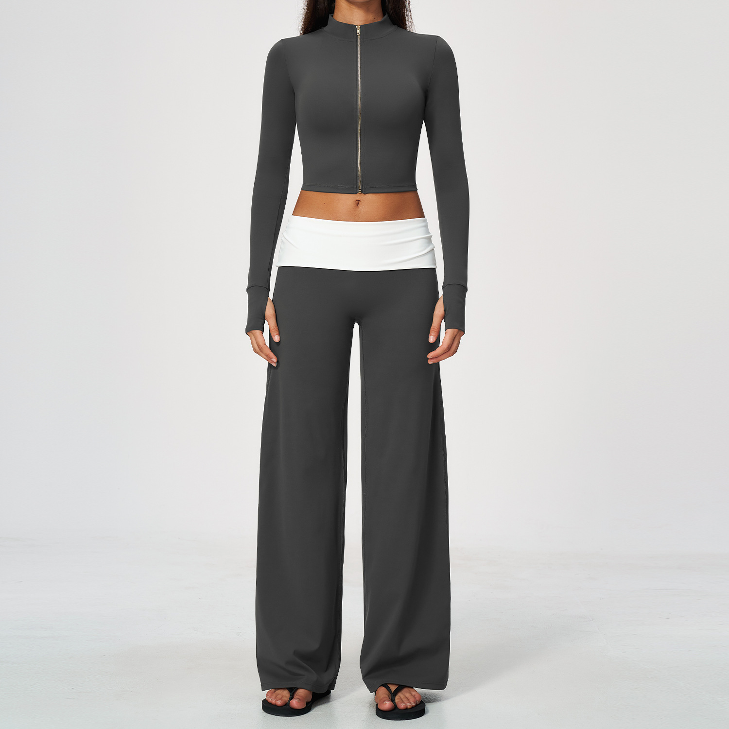 Zip Jacket Wide Leg Pants 2 Pi - Yoga Fitness & Nutrition Llp ulasan dan harga