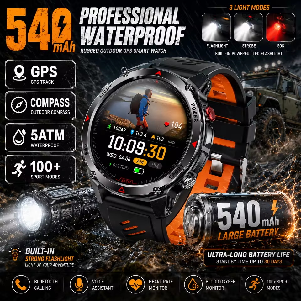 Military 540mAh GPS Smart Watc - Wrist Wraps Fitness ulasan dan harga